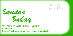 sandor bakay business card