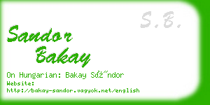 sandor bakay business card